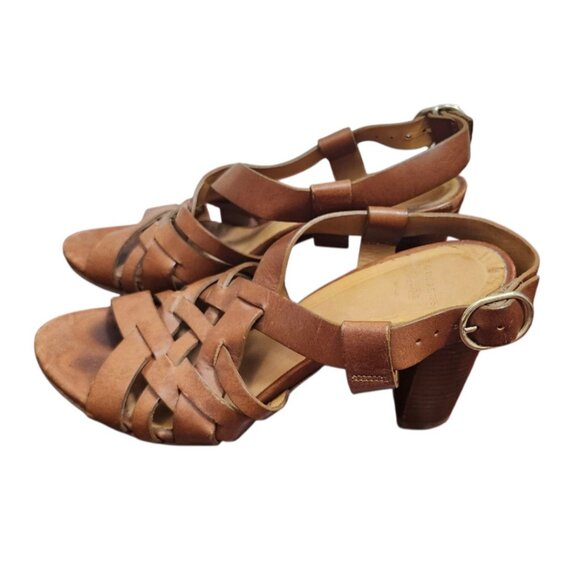 Sézane Les Souliers Sandales High Marius brown leather heels sz 37 US 6.5 - Picture 4 of 12